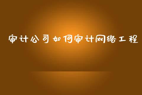 审计公司如何审计网络工程_https://wap.fcdydaikuan.com_国际投资_第1张