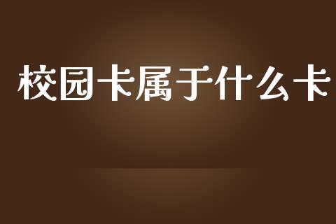 校园卡属于什么卡_https://wap.fcdydaikuan.com_金融机构_第1张