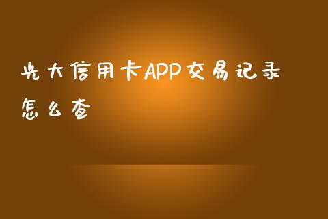 光大信用卡APP交易记录怎么查_https://wap.fcdydaikuan.com_金融机构_第1张
