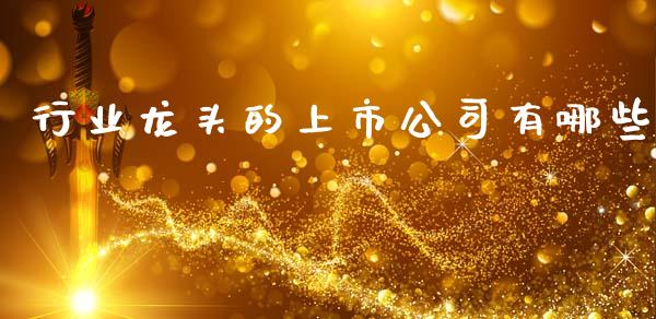 行业龙头的上市公司有哪些_https://wap.fcdydaikuan.com_新股数据_第1张