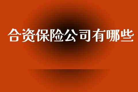 合资保险公司有哪些_https://wap.fcdydaikuan.com_国际投资_第1张