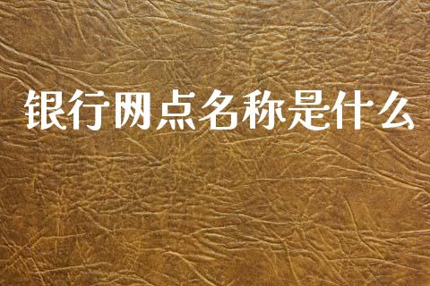 银行网点名称是什么_https://wap.fcdydaikuan.com_期货品种_第1张
