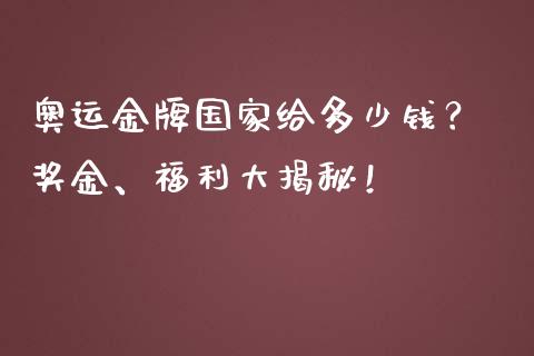 奥运金牌国家给多少钱？ 奖金、福利大揭秘！_https://wap.fcdydaikuan.com_新股数据_第1张