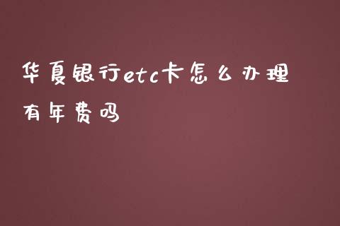 华夏银行etc卡怎么办理有年费吗_https://wap.fcdydaikuan.com_金融机构_第1张
