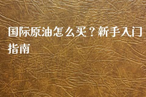 国际原油怎么买？新手入门指南_https://wap.fcdydaikuan.com_理财顾问_第1张