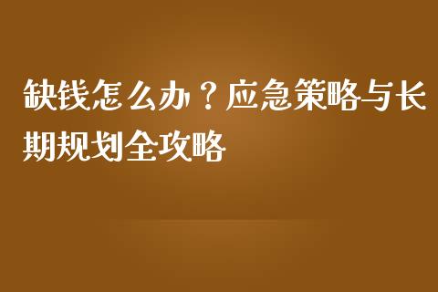 缺钱怎么办？应急策略与长期规划全攻略_https://wap.fcdydaikuan.com_金融机构_第1张