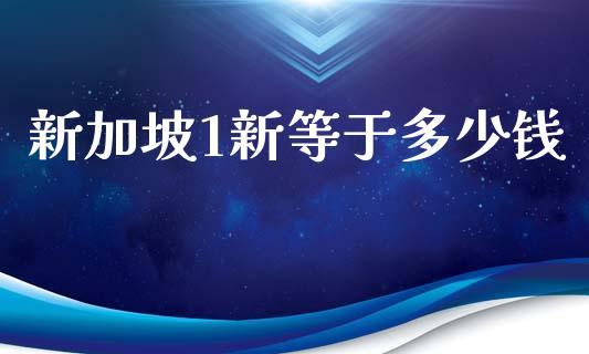 新加坡1新等于多少钱_https://wap.fcdydaikuan.com_理财顾问_第1张