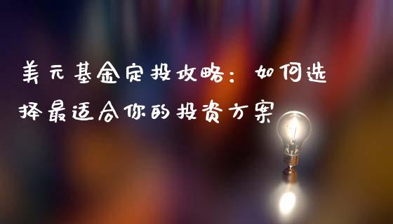 美元基金定投攻略：如何选择最适合你的投资方案_https://wap.fcdydaikuan.com_理财顾问_第1张