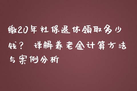 缴20年社保退休领取多少钱？ 详解养老金计算方法与案例分析_https://wap.fcdydaikuan.com_投资策略_第1张
