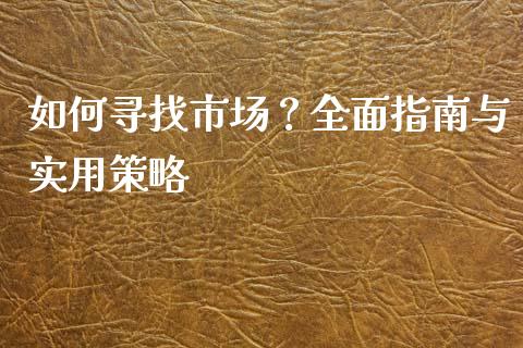 如何寻找市场？全面指南与实用策略_https://wap.fcdydaikuan.com_国际投资_第1张