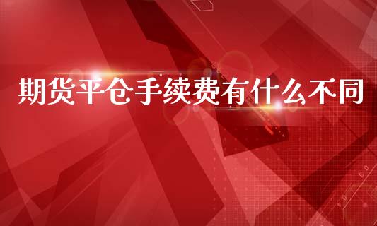 期货平仓手续费有什么不同_https://wap.fcdydaikuan.com_国际投资_第1张
