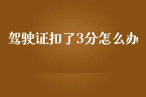 驾驶证扣了3分怎么办_https://wap.fcdydaikuan.com_新股数据_第1张