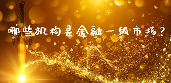 哪些机构是金融一级市场？_https://wap.fcdydaikuan.com_金融机构_第1张
