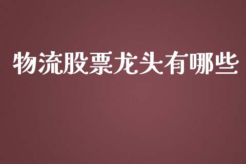 物流股票龙头有哪些_https://wap.fcdydaikuan.com_期货品种_第1张