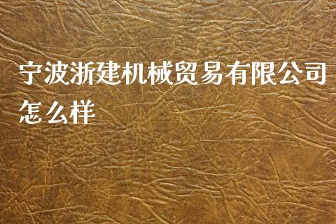 宁波浙建机械贸易有限公司怎么样_https://wap.fcdydaikuan.com_新股数据_第1张
