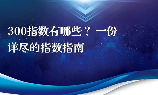 300指数有哪些？ 一份详尽的指数指南_https://wap.fcdydaikuan.com_投资策略_第1张