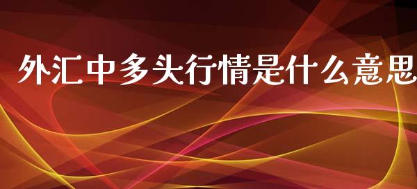 外汇中多头行情是什么意思_https://wap.fcdydaikuan.com_投资策略_第1张