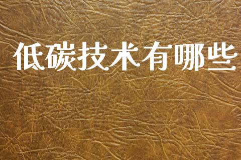 低碳技术有哪些_https://wap.fcdydaikuan.com_投资策略_第1张