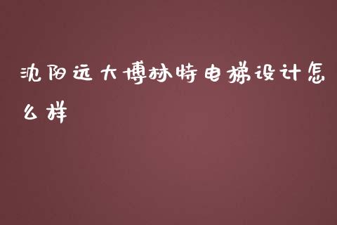 沈阳远大博林特电梯设计怎么样_https://wap.fcdydaikuan.com_理财顾问_第1张