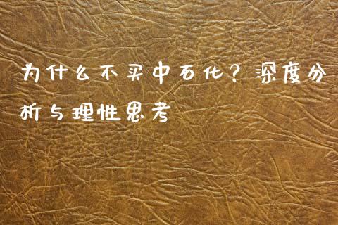 为什么不买中石化？深度分析与理性思考_https://wap.fcdydaikuan.com_投资策略_第1张