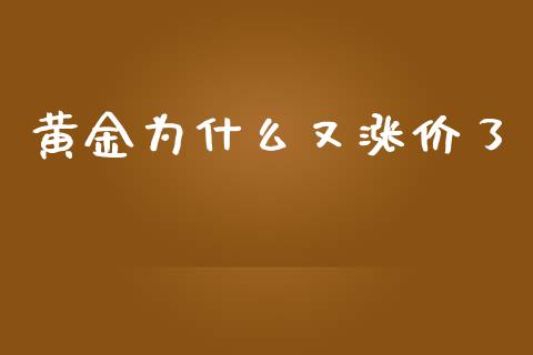黄金为什么又涨价了_https://wap.fcdydaikuan.com_投资策略_第1张