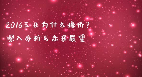 2016玉米为什么掉价？深入分析与未来展望_https://wap.fcdydaikuan.com_新股数据_第1张