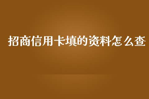 招商信用卡填的资料怎么查_https://wap.fcdydaikuan.com_国际投资_第1张