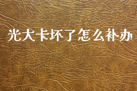 光大卡坏了怎么补办_https://wap.fcdydaikuan.com_期货品种_第1张