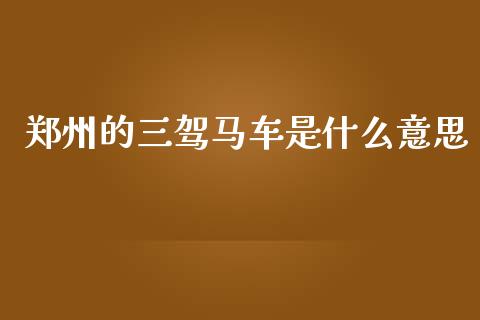 郑州的三驾马车是什么意思_https://wap.fcdydaikuan.com_金融机构_第1张