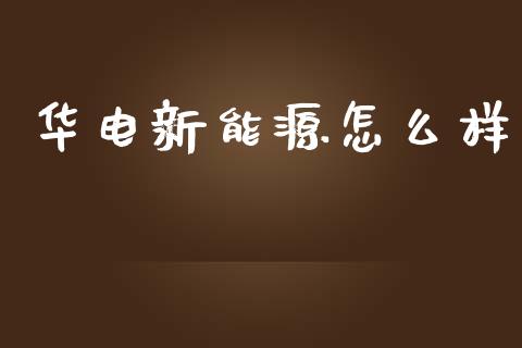 华电新能源怎么样_https://wap.fcdydaikuan.com_理财顾问_第1张