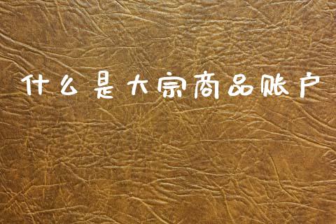 什么是大宗商品账户_https://wap.fcdydaikuan.com_新股数据_第1张
