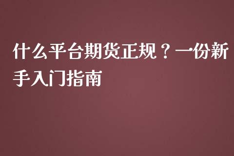 什么平台期货正规？一份新手入门指南_https://wap.fcdydaikuan.com_期货品种_第1张