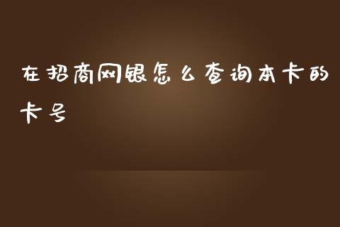 在招商网银怎么查询本卡的卡号_https://wap.fcdydaikuan.com_投资策略_第1张
