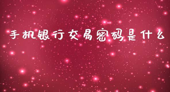 手机银行交易密码是什么_https://wap.fcdydaikuan.com_国际投资_第1张