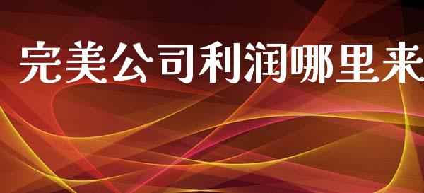 完美公司利润哪里来_https://wap.fcdydaikuan.com_国际投资_第1张