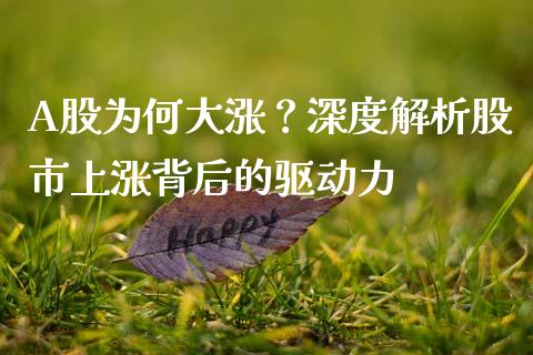 A股为何大涨？深度解析股市上涨背后的驱动力_https://wap.fcdydaikuan.com_新股数据_第1张