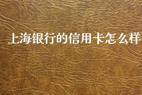 上海银行的信用卡怎么样_https://wap.fcdydaikuan.com_金融机构_第1张
