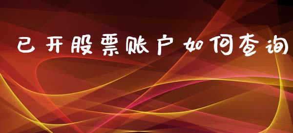 已开股票账户如何查询_https://wap.fcdydaikuan.com_理财顾问_第1张