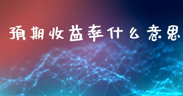 预期收益率什么意思_https://wap.fcdydaikuan.com_期货品种_第1张