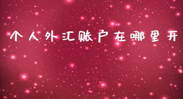 个人外汇账户在哪里开_https://wap.fcdydaikuan.com_国际投资_第1张