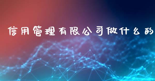 信用管理有限公司做什么的_https://wap.fcdydaikuan.com_期货品种_第1张