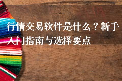 行情交易软件是什么？新手入门指南与选择要点_https://wap.fcdydaikuan.com_新股数据_第1张