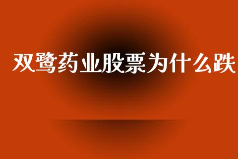 双鹭药业股票为什么跌_https://wap.fcdydaikuan.com_投资策略_第1张
