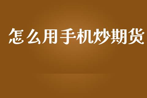 怎么用手机炒期货_https://wap.fcdydaikuan.com_期货品种_第1张