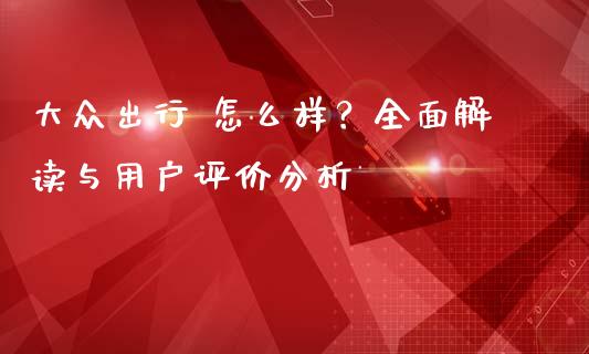 大众出行 怎么样？全面解读与用户评价分析_https://wap.fcdydaikuan.com_新股数据_第1张