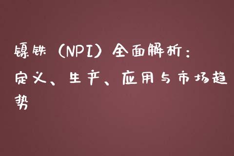 镍铁（NPI）全面解析：定义、生产、应用与市场趋势_https://wap.fcdydaikuan.com_期货品种_第1张