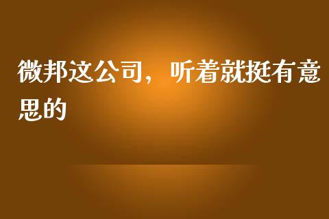 微邦这公司，听着就挺有意思的_https://wap.fcdydaikuan.com_投资策略_第1张
