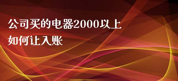 公司买的电器2000以上如何让入账_https://wap.fcdydaikuan.com_期货品种_第1张