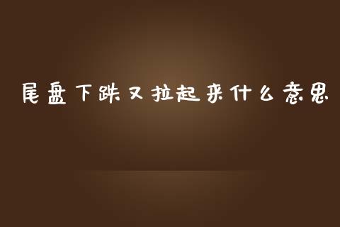 尾盘下跌又拉起来什么意思_https://wap.fcdydaikuan.com_期货品种_第1张