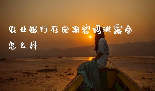 农业银行存定期密码泄露会怎么样_https://wap.fcdydaikuan.com_投资策略_第1张